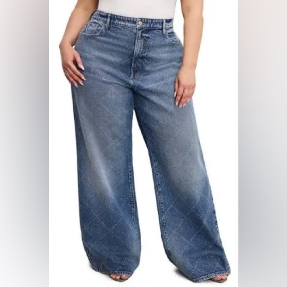 Good American Women's Good Ease Relaxed Wide-Leg Jeans | SZ 12